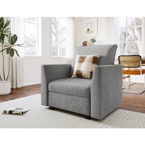 WhizMax  Modular Sectional Sleeper Sofa Couch with Storage Seat, Reversible Modular Sofa Couch with Storage Ottoman, Linen Fabric (Light Grey) - 1 of 4