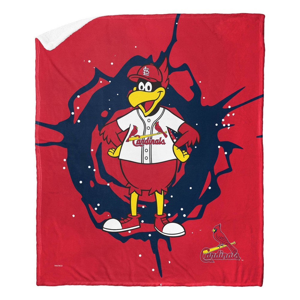 Photos - Duvet MLB 50"x60"  St Louis Cardinals Mascot 2 Layer Silk Touch Faux Shearling Throw Blanket 