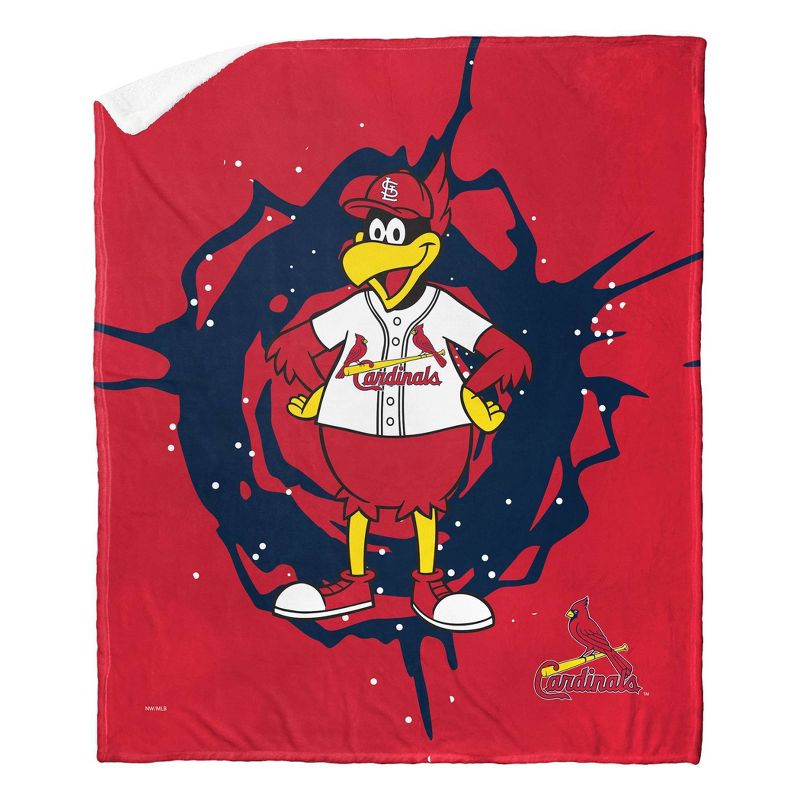 50&#34;x60&#34; MLB St Louis Cardinals Mascot 2 Layer Silk Touch Faux Shearling Throw Blanket, 1 of 6