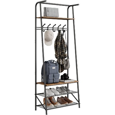 Coat Rack Shoe Bench with Hooks, Hall Trees Entryway Bench with Storage, Multifunctional Hallway Organizer