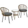 YOOCOZZ 3-Piece Outdoor Patio Furniture Set with 2 PE Rattan Chairs and Tempered Glass Table - 2 of 4