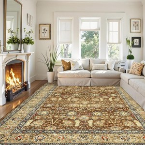 Washable Area Rug, Pastel Oriental Low-Pile Carpet, Stain-Resistant & Non-Slip Runner for Living Room Bedroom Kitchen Hallway Laundry - 1 of 4