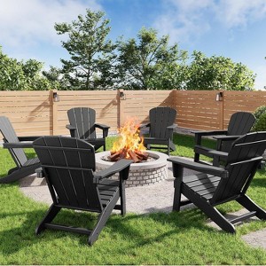 coucheta Modern HDPE Plastic Adirondack Chair Set of 6 - Oversize Weather Resistant Outdoor Patio Chairs with Wooden Textured, for Deck, Pool, Yard - 1 of 4