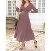 Maternity Dress Women's V-Neck Puff Sleeve Pleated Maternity Maxi Dress for Baby Shower or Casual Wear  lightgreenflower XL - 4 of 4