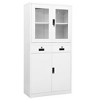 vidaXL Office Cabinet White Steel and tempered glass 35.4 x 15.7 x 70.9 in - 2 of 4