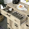 Resenkos Farmhouse Sideboard Buffet with Two Barn Doors and a Drawer, Oak Finish Brown - 2 of 4