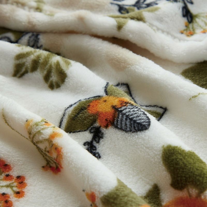 Kate Aurora Harvest Time Autumn Floral Give Thanks Ultra Soft & Plush Oversized Accent Throw Blanket - White, 2 of 4