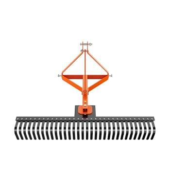 Landscape Rake, 60" 3 Point Rock Rake Tow-Behind Garden Tool for Compact Tractors, Fits Category 1 Hookup, 360 Degree Rotation
