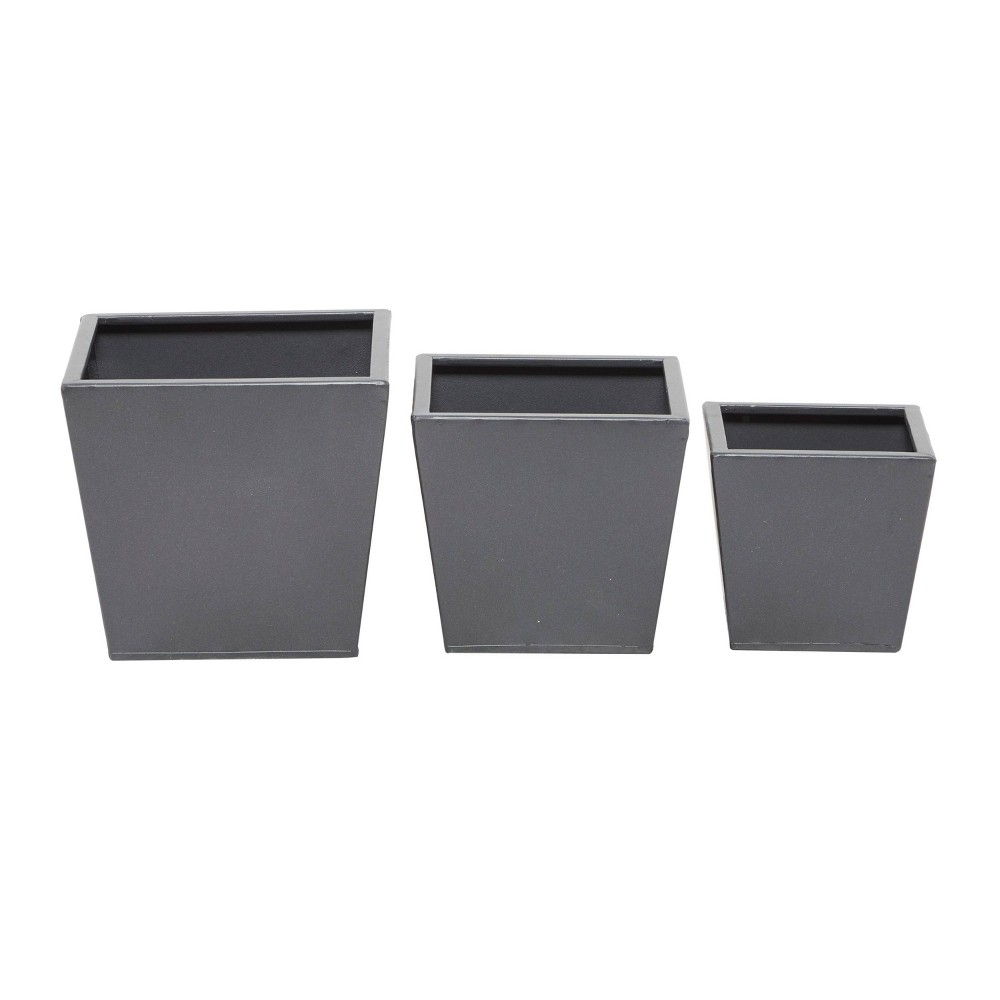 Photos - Flower Pot Olivia & May 8" Wide 3pc Modern Square Metal Planter Pots Gray