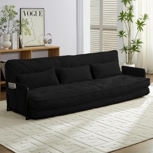 Mjkone Muti-Functional Folding Futon Sofa Bed Floor Sofa Bed，3-Seater Lazy Sofa with Pillows,6 Position Adjustable Backrest - 1 of 4
