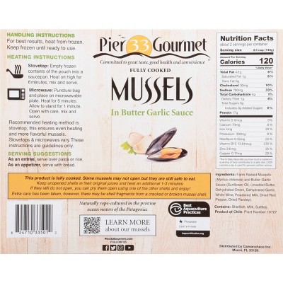 Pier 33 Gourmet Mussels in Butter Garlic Sauce - Frozen - 1lb