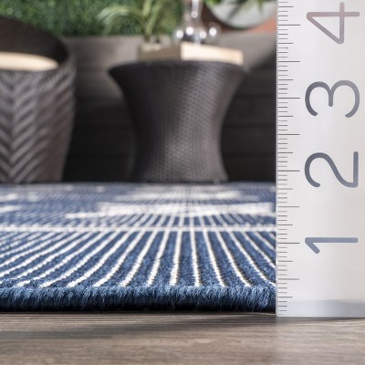 Blue Geometric Synthetic Indoor/Outdoor Patio Area Rug