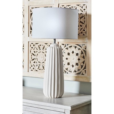 Traditional Ceramic Table Lamp White - Olivia & May: Modern Linen Shade, No Assembly, E26 Socket