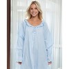 ADR Women's Cotton Nightgown, Long Sleeve Ruffled Poet's Sleep Shirt Vintage Night Dress Gown - 4 of 4