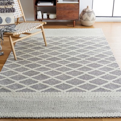 Ivory and Gray Hand-Knotted Wool 4' x 6' Area Rug