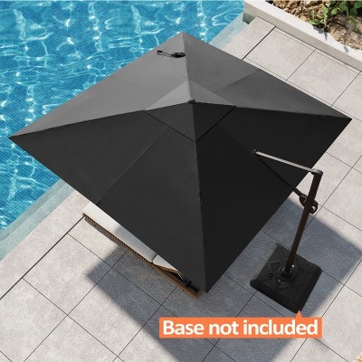 Pellebant 10.5FT Square Cantilever Umbrella Outdoor 360 Degree Rotation Offset Umbrella 6 Heights Adjustable Cantilever Patio Umbrella