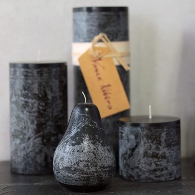 4.25" Distressed Black Eco-Friendly Pillar Candle