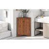 CAVINAS Modern Triangle Bathroom Corner Cabinet with 3 Adjustable Shelves,Freestanding Storage Cabinet with Anti-Tipping Device for Bathroom,Brown - 2 of 4
