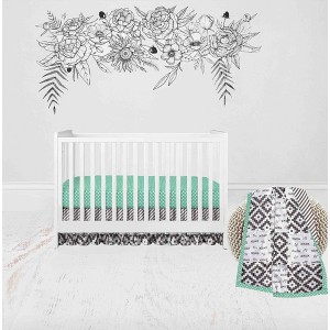 Bacati - Love  Gray Mint 3 pc Crib Bedding Set - 1 of 4