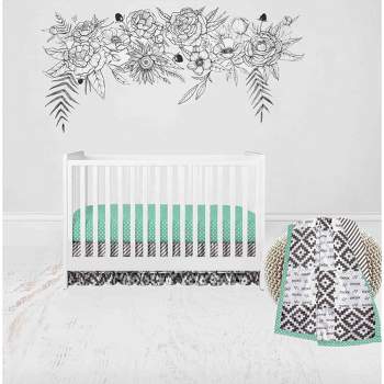 Bacati - Love  Gray Mint 3 pc Crib Bedding Set