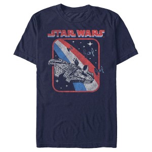 Men's Star Wars Patriotic Vintage Millennium Falcon Stripes T-Shirt - 1 of 4