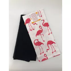 2pk Designer Flamingo Print Towel - MU Kitchen