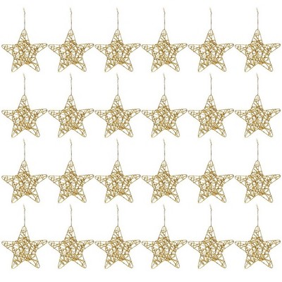 24-Pack Of Christmas Tree Decorations - Star Decorations, Christmas Ornaments, Festive Embellishments, Gold - 6x1x5.7"