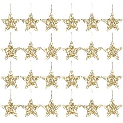 24-Pack Of Christmas Tree Decorations - Star Decorations, Christmas Ornaments, Festive Embellishments, Gold - 6x1x5.7"