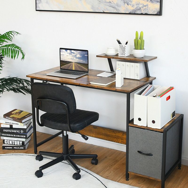 Costway Computer Desk Writing Workstation Home Office w/ Movable Storage Rack & Shelf, 2 of 11