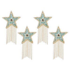 Unique Bargains Star Shape Rhinestone Glitter Iron On Sew Beaded Applique Patches 4 Pcs - 1 of 4