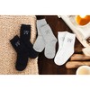 Anna-Kaci Women's Crew Socks 3-Pack with Embroidered Bow Detail and Soft Scalloped Trim - Multicolored - 3 of 4