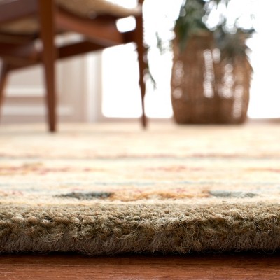 Ivory and Light Blue Handmade Wool Tufted Rug, 5' x 8'