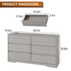 6 Drawer Wide Dresser with Charging Station for Bedroom, Living Room, Entryway, Ash Grey - 2 of 4