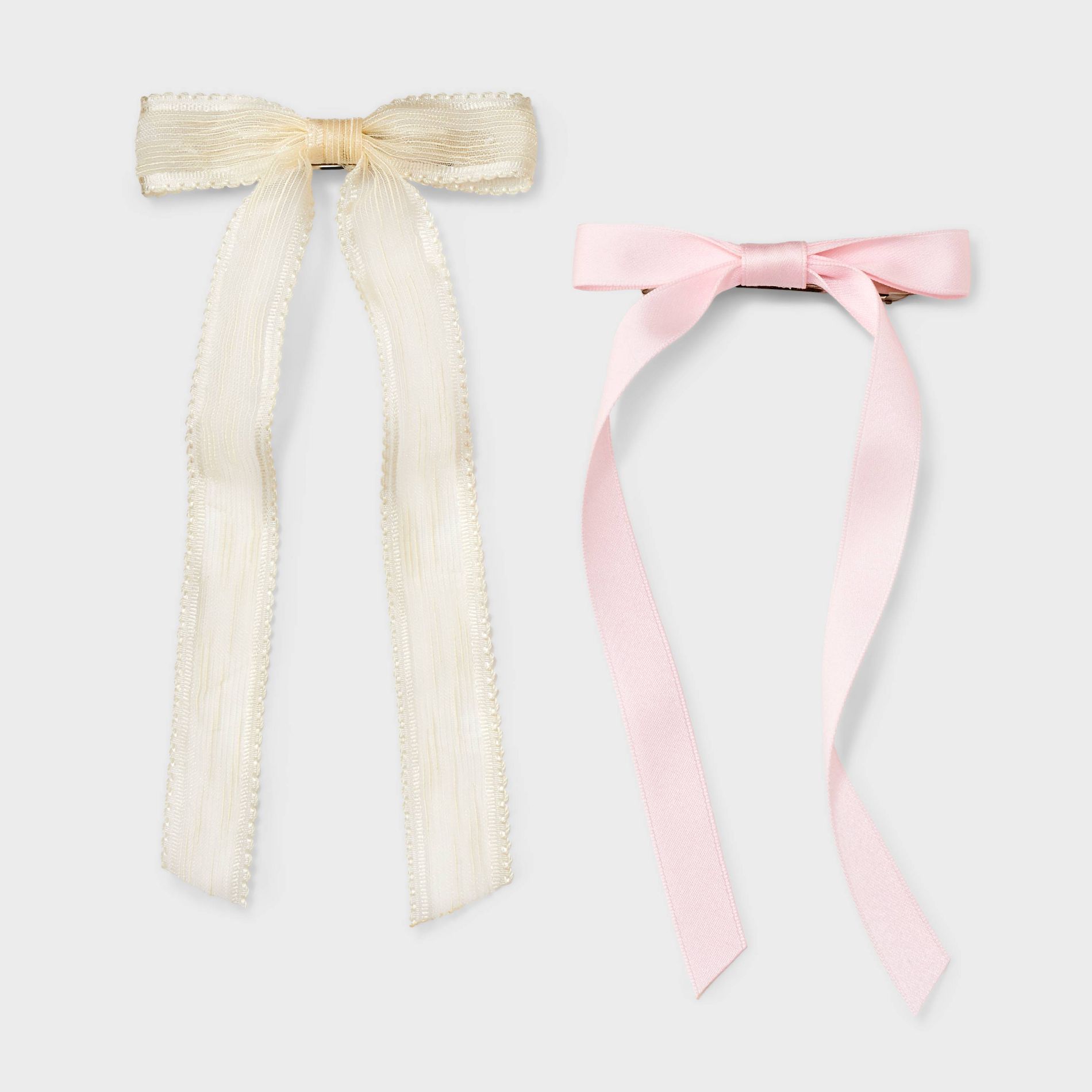 Sheer Satin Bow Barrette Set - A New Day™ Pink