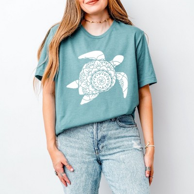 Simply Sage Market Turtle Mandala Short Sleeve Tee - S - Ocean