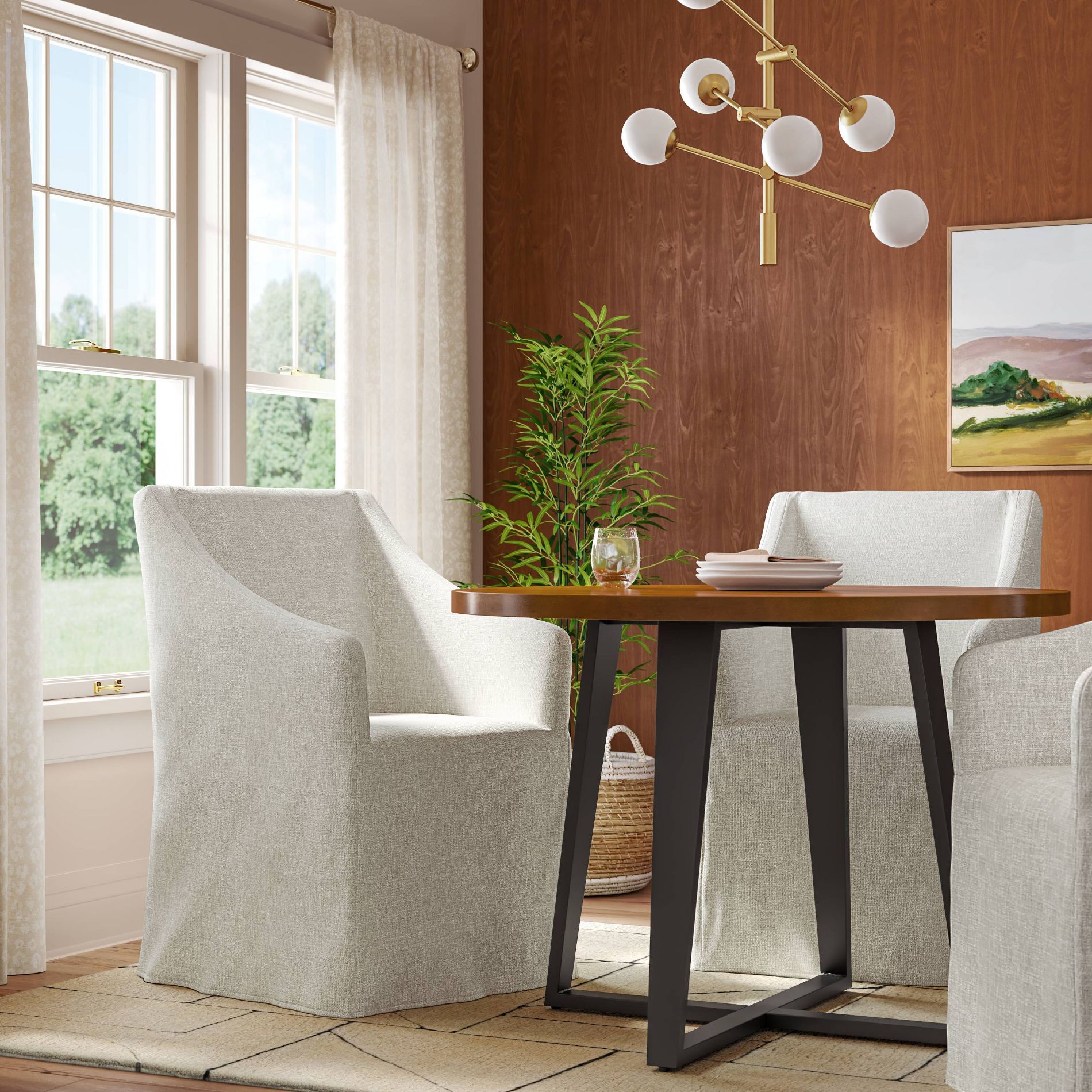Replacement Slipcover Only for Sloped Arm Dining Chair in Performance Textured Weave Flax - Threshold™