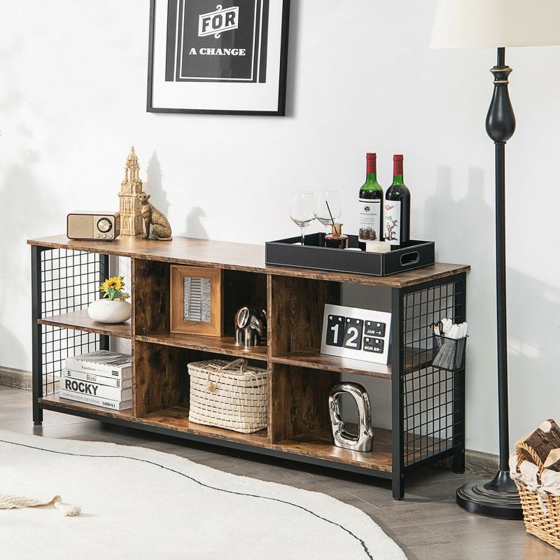Costway 3-Tier TV Stand for TV's up to 65'' Entertainment Media Center w/Storage Basket, 5 of 11