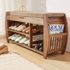 Shoe Stool, Entrance Shoe Cabinet, Bamboo Wooden Shoe Organizer with Hidden Storage Space, Removable Cushions - 4 of 4