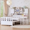 Twin Size Wood Platform Bed with Bookshelf, Built-in Desk and Matching Chair - 2 of 4