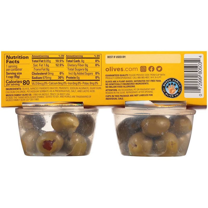 Pearls Olives-to-Go Pimiento Stuffed Olives - 4ct, 5 of 7