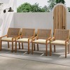 Set of 4 Acacia Wood Wicker Outdoor Dining Chairs with Cushions, Patio Arm Chairs for Balcony or Garden, Weather-Resistant Outdoor Chair-Koiai - 2 of 4