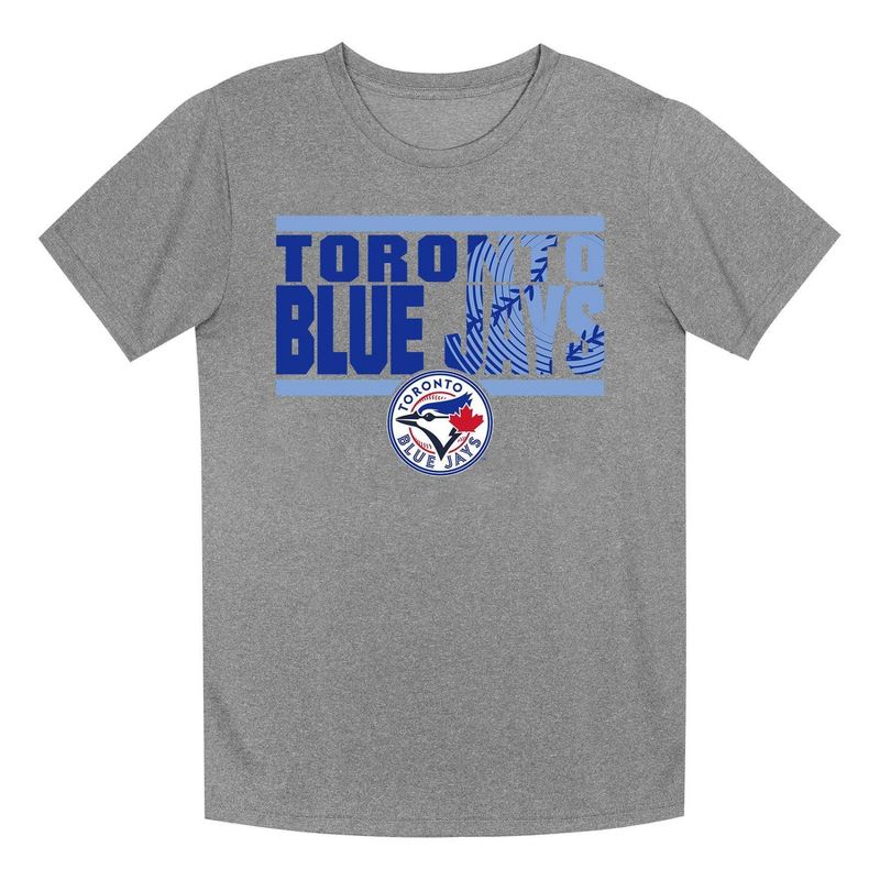 MLB Toronto Blue Jays Boys&#39; Gray Poly T-Shirt, 1 of 2