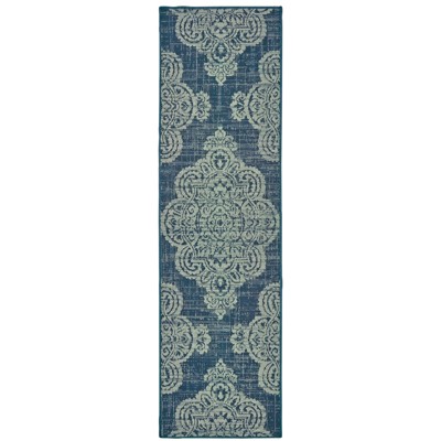 Oriental Weavers Marina 5929B Navy/ Grey Indoor/Outdoor Area Rug - 2'3" x 7'6"