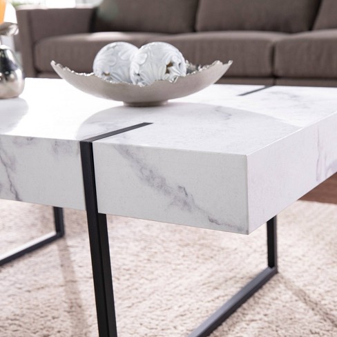 Wennan Modern Faux Marble Desk Black/White - Aiden Lane