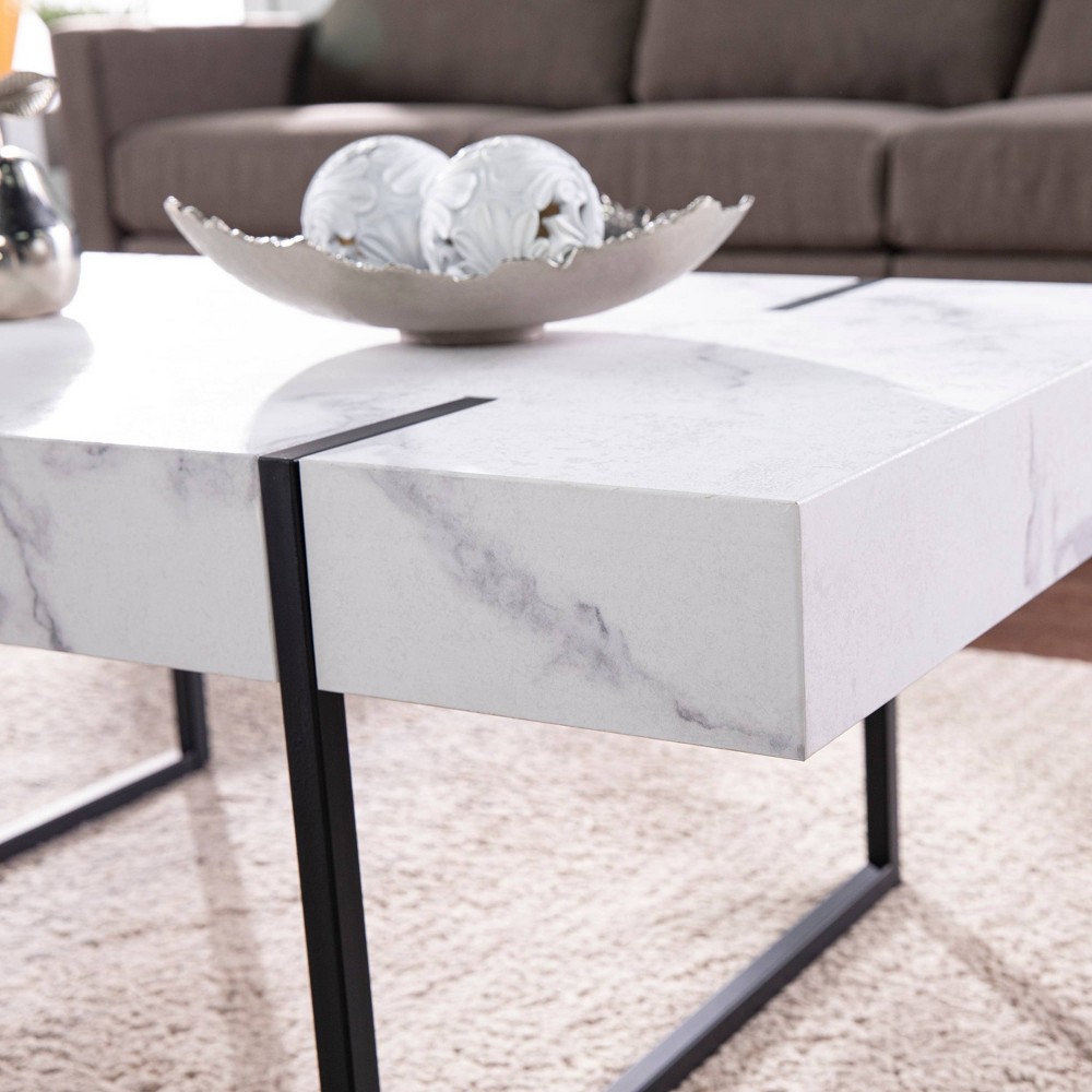 Photos - Coffee Table Wennan Modern Faux Marble Cocktail Table Black/White - Aiden Lane