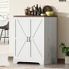 AMERLIFE 61" Farmhouse Bar Cabinet with 9 Wine Racks, Folding Storage Wine Liquor Cabinet, Rustic White - 3 of 3