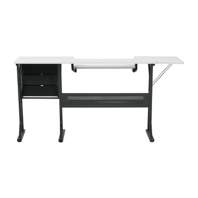 Comet Plus Sewing/office Table With Fold Down Top, Height Adjustable  Platform And Bottom Storage Shelf Black/white - Sew Ready : Target