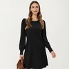 Anna-Kaci Women's Ribbed Knit Long Sleeve Dress with Puff Shoulder Detail and Relaxed A-Line Silhouette - 2 of 4