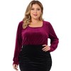 Agnes Orinda Women's Plus Size Ribbed Velvet Textured Elegant Long Sleeve Blouses - 2 of 4