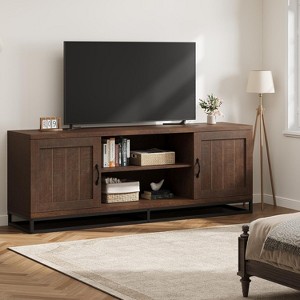 Farmhouse TV Stand for 75",Rustic Entertainment Center with Adjustable Shelves and Sturdy Metal Legs,Wooden Media Console for Living Room or Bedroom - 1 of 4